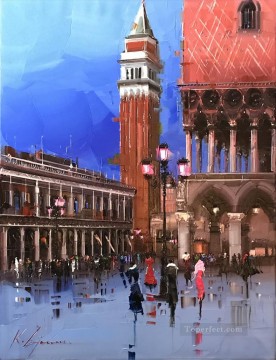 Venice Modern Painting - Venice 2 palette Kal Gajoum cityscape